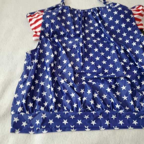 Daci Swimsuit Bathing Suit Size 22W Red White Blue 2 Piece Removable Pads - Picture 8 of 16